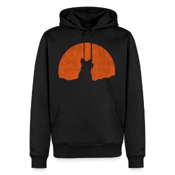 Dog and Sunset - Men's Premium Hoodie - black - Front - Nico (187cm) & Julia (174cm)