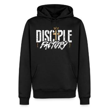 Disciple Factory Logo - Men's Premium Hoodie - black - Front - Nico (187cm) & Julia (174cm)