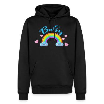 FAMILY - baby - Men's Premium Hoodie - black - Front - Nico (187cm) & Julia (174cm)