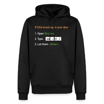 Useful Guide: If CIA's Knocking On Your Do [Light] - Men's Premium Hoodie - black - Front - Nico (187cm) & Julia (174cm)