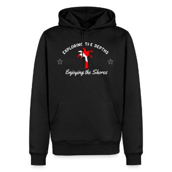 Exploring The Depths Enjoying The Shores - Men's Premium Hoodie - black - Front - Nico (187cm) & Julia (174cm)