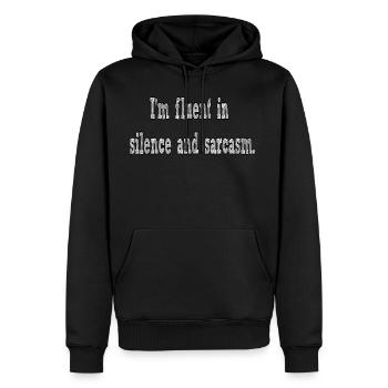 Witty Sarcasm Silence Lovers - Men's Premium Hoodie - black - Front - Nico (187cm) & Julia (174cm)