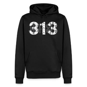 313 Detroit - Men's Premium Hoodie - black - Front - Nico (187cm) & Julia (174cm)