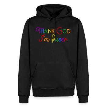 Thank God I m Queer - Men's Premium Hoodie - black - Front - Nico (187cm) & Julia (174cm)