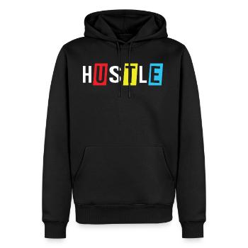 Hustle - Men's Premium Hoodie - black - Front - Nico (187cm) & Julia (174cm)