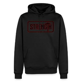 Christian Religious Clothing Strength - Men's Premium Hoodie - black - Front - Nico (187cm) & Julia (174cm)