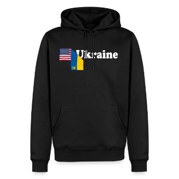 Vintage American Ukrainian Flags USA Ukraine - Men's Premium Hoodie - black - Front - Nico (187cm) & Julia (174cm)