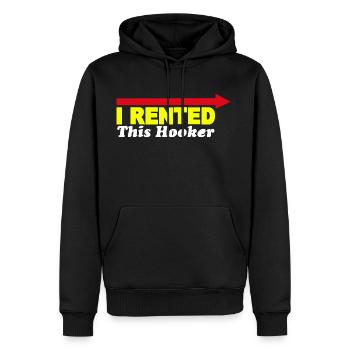 I RENTED THIS HOOKER T-Shirt eastbound - Men's Premium Hoodie - black - Front - Nico (187cm) & Julia (174cm)