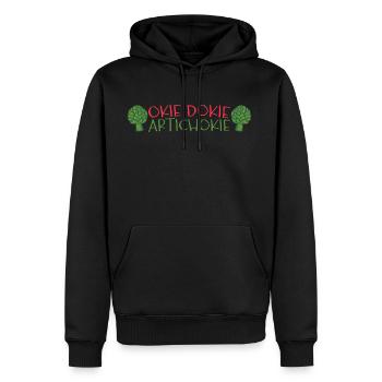 Okie Dokie Artichokie Funny Atiso Apparel - Men's Premium Hoodie - black - Front - Nico (187cm) & Julia (174cm)
