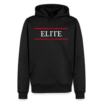 that says Word ELITE - Men's Premium Hoodie - black - Front - Nico (187cm) & Julia (174cm)