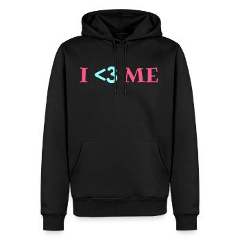 Je m’aime, Cœur, Positif, Cool, Élégant,Ados - Molleton à capuche Premium pour homme - noir - Devant - Nico (187cm) & Julia (174cm)