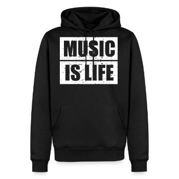 Music is life - Men's Premium Hoodie - black - Front - Nico (187cm) & Julia (174cm)