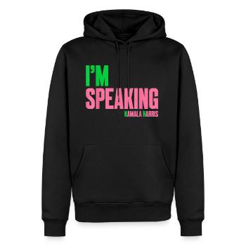 I'm speaking aka - Men's Premium Hoodie - black - Front - Nico (187cm) & Julia (174cm)
