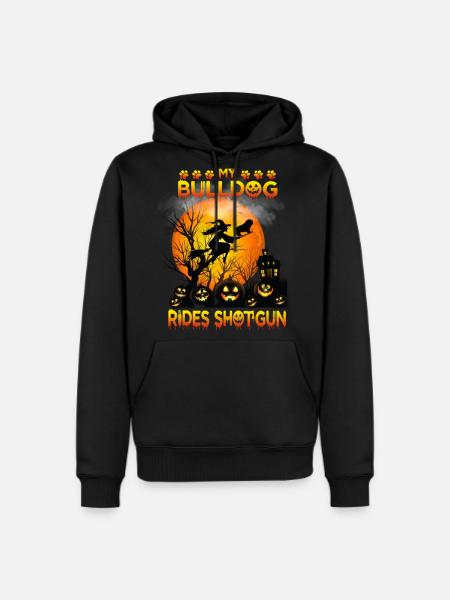 My Bulldog Riding Broom - Men's Premium Hoodie - black