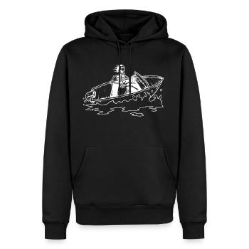 motor boat skeleton - Men's Premium Hoodie - black - Front - Nico (187cm) & Julia (174cm)
