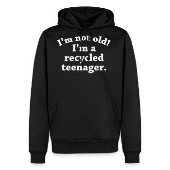 Recycled Teenager - Men's Premium Hoodie - black - Front - Nico (187cm) & Julia (174cm)