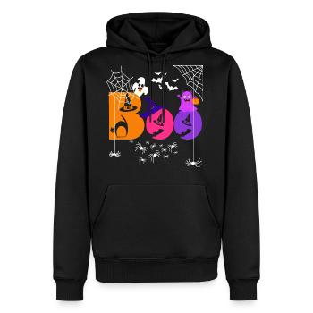 spooky Halloween ghost spider outfit saying Boo - Men's Premium Hoodie - black - Front - Nico (187cm) & Julia (174cm)