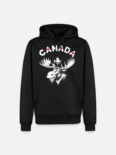 Canadian Moose with Maple Leaf Emblem - Men's Premium Hoodie - black