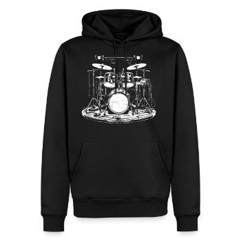 Drum Set Graphic - Men's Premium Hoodie - black - Front - Nico (187cm) & Julia (174cm)