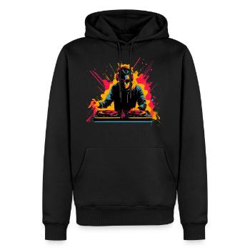Deejay Synthwave Look - Men's Premium Hoodie - black - Front - Nico (187cm) & Julia (174cm)