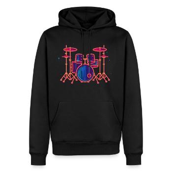 Drum Kit Graphic - Men's Premium Hoodie - black - Front - Nico (187cm) & Julia (174cm)