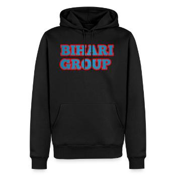 Bihari group - Men's Premium Hoodie - black - Front - Nico (187cm) & Julia (174cm)