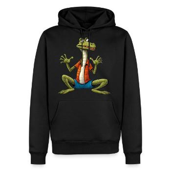Lizard Yogi - Men's Premium Hoodie - black - Front - Nico (187cm) & Julia (174cm)