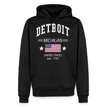 Detroit - Men's Premium Hoodie - black - Front - Nico (187cm) & Julia (174cm)