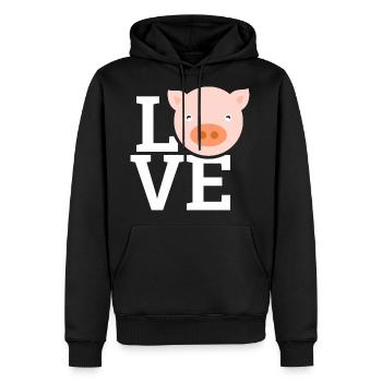 Love Pretty Pig Animal Lover Hood - Molleton à capuche Premium pour homme - noir - Devant - Nico (187cm) & Julia (174cm)