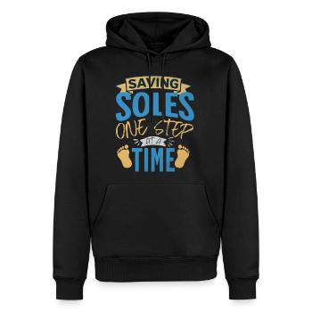 Saving Soles One Step At A Time - Podiatry - Men's Premium Hoodie - black - Front - Nico (187cm) & Julia (174cm)