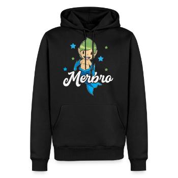 Merbro T Shirt Grand Frère d’un anniversaire de sirène - Molleton à capuche Premium pour homme - noir - Devant - Nico (187cm) & Julia (174cm)