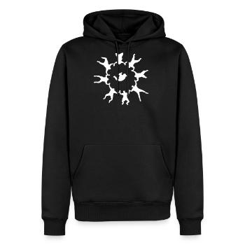 RW Trick Relative Work Skydive circle - Men's Premium Hoodie - black - Front - Nico (187cm) & Julia (174cm)