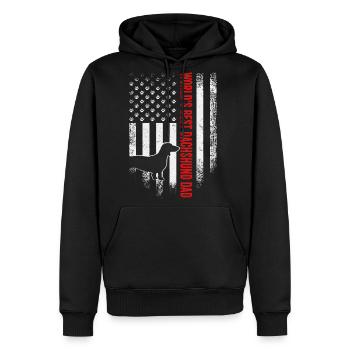 Vintage American Flag World s Best Dachshund Dad - Men's Premium Hoodie - black - Front - Nico (187cm) & Julia (174cm)