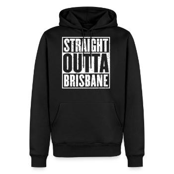 Straight Outta Brisbane Vintage - Men's Premium Hoodie - black - Front - Nico (187cm) & Julia (174cm)