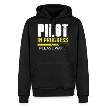 Pilot In Progress Funny Future Pilot - Men's Premium Hoodie - black - Front - Nico (187cm) & Julia (174cm)