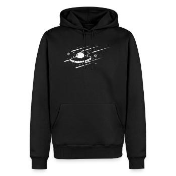 Falling Stars with UFO Night Sky - Men's Premium Hoodie - black - Front - Nico (187cm) & Julia (174cm)