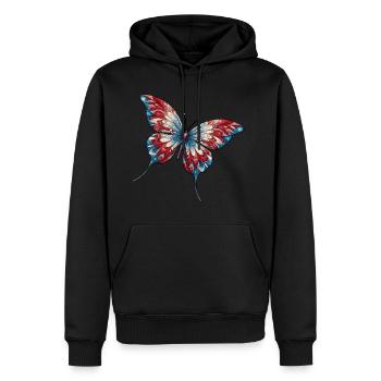A butterfly with red white and blue patterned wing - Men's Premium Hoodie - black - Front - Nico (187cm) & Julia (174cm)
