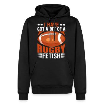 I HAVE GOT A BIT OF A RUGBY FETISH - Men's Premium Hoodie - black - Front - Nico (187cm) & Julia (174cm)