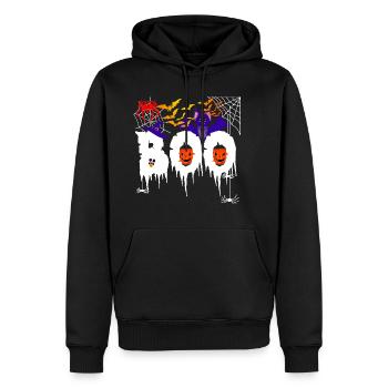 spooky Halloween ghost costume outfit saying Boo - Men's Premium Hoodie - black - Front - Nico (187cm) & Julia (174cm)
