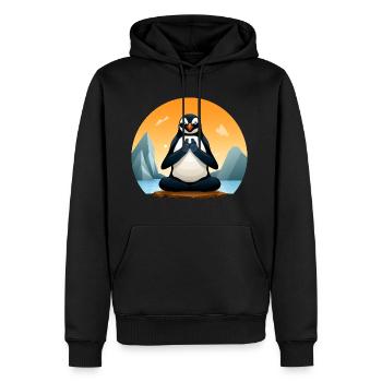Penguin Yogi - Men's Premium Hoodie - black - Front - Nico (187cm) & Julia (174cm)