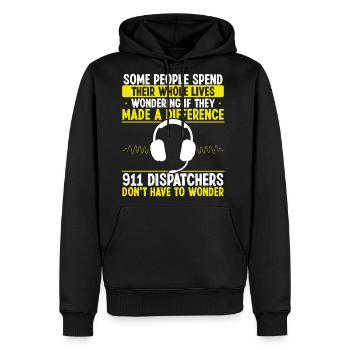 911 Dispatcher make a difference Operator - Men's Premium Hoodie - black - Front - Nico (187cm) & Julia (174cm)
