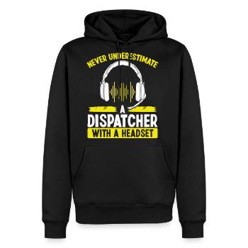 Operator Never a 911 Dispatcher with Headset - Men's Premium Hoodie - black - Front - Nico (187cm) & Julia (174cm)
