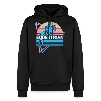 Equestrian Retro Horse Rider - Men's Premium Hoodie - black - Front - Nico (187cm) & Julia (174cm)