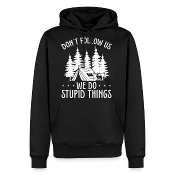 Scout Leader Dont follow us we do stupid things - Men's Premium Hoodie - black - Front - Nico (187cm) & Julia (174cm)