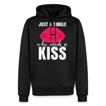 A single needs a kiss single women - Men's Premium Hoodie - black - Front - Nico (187cm) & Julia (174cm)