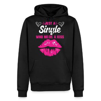 Single who needs a kiss Single woman Single women - Men's Premium Hoodie - black - Front - Nico (187cm) & Julia (174cm)