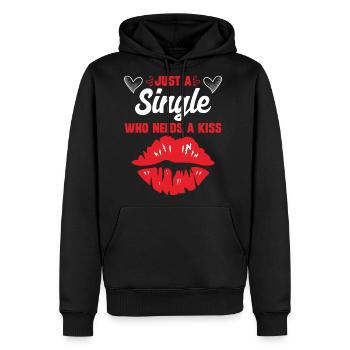 Single who needs a kiss Single woman Single women - Men's Premium Hoodie - black - Front - Nico (187cm) & Julia (174cm)