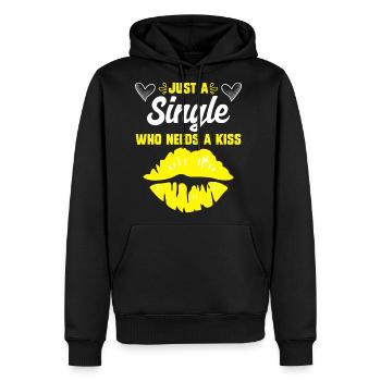 Single who needs a kiss Single woman Single women - Men's Premium Hoodie - black - Front - Nico (187cm) & Julia (174cm)
