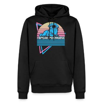I Speak Pekingese Retro - Men's Premium Hoodie - black - Front - Nico (187cm) & Julia (174cm)