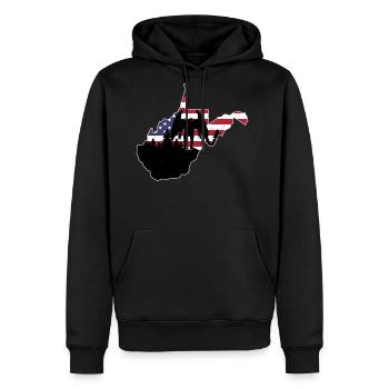 Mothman USA Flag Map Cryptid Cryptozoology - Men's Premium Hoodie - black - Front - Nico (187cm) & Julia (174cm)